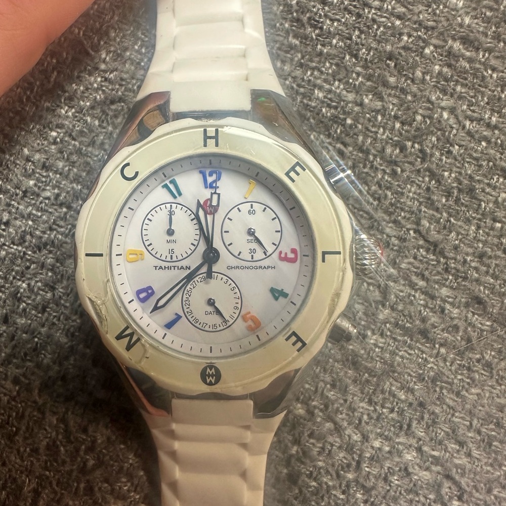 Michele Tahitian White and Silver Watch